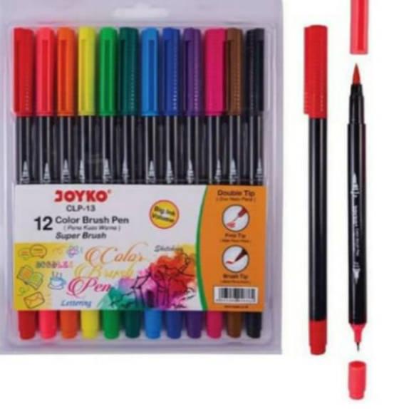 

Miliki CLP-13 Color Brush Pen Joyko Double Tip Warna/Pena Kuas Joyko 12 Warna