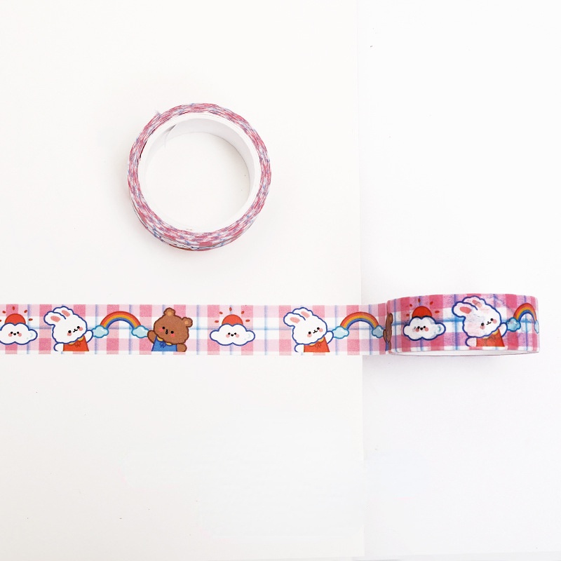 Selotip Kertas Washi Motif Kartun Beruang Panjang 5M Untuk Dekorasi DIY