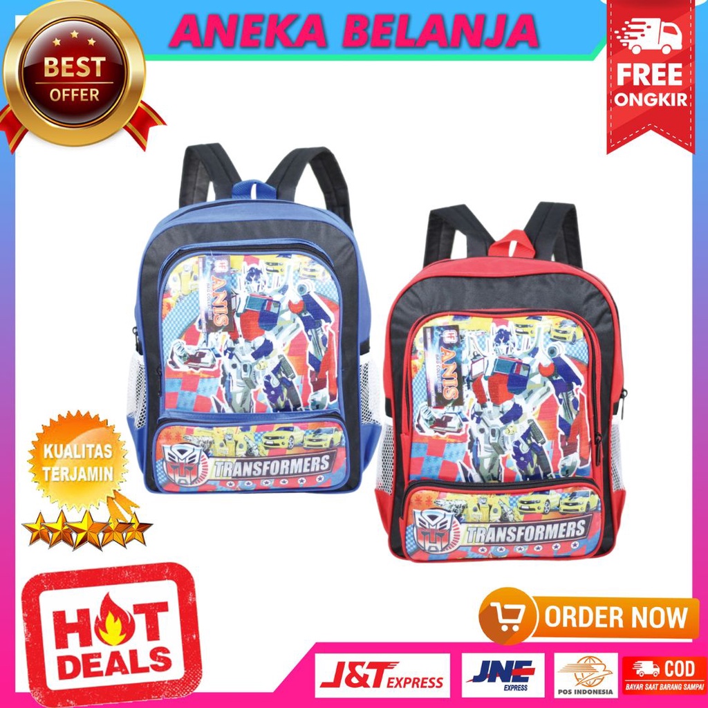 Tas Anak Laki-laki Motif Transformers Biru Ransel Sekolah TK Paud Murah Tebal Trendy Berkualitas