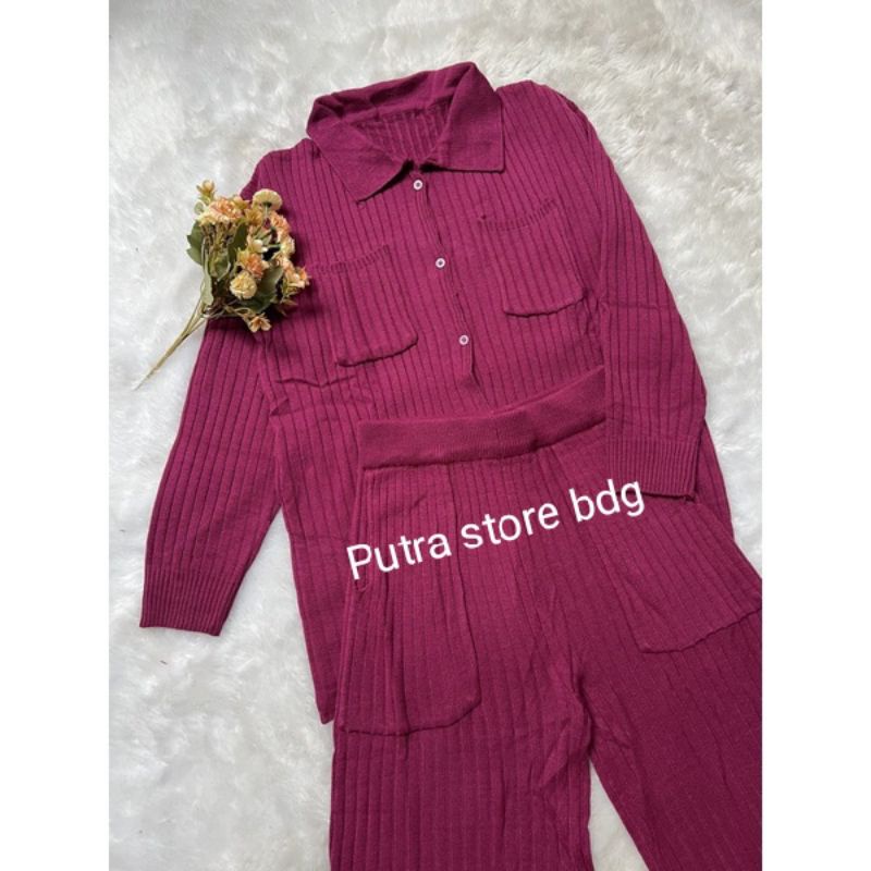 ONE SET LONG POLO CARDI YURA DAN KULOT RAJUT PREMIUM