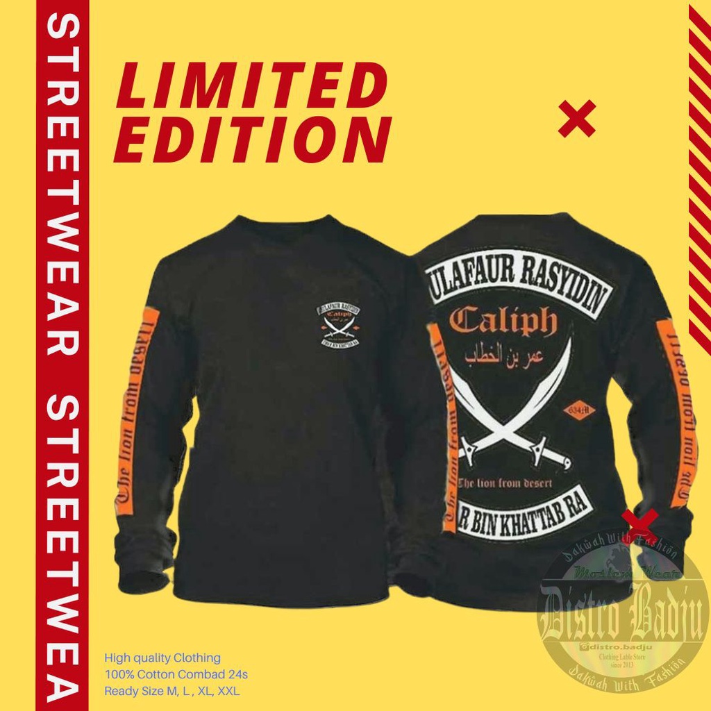 Kaos Dakwah Pria Lengan Panjang Exclusive Khulafaur Umar Bin Khattab