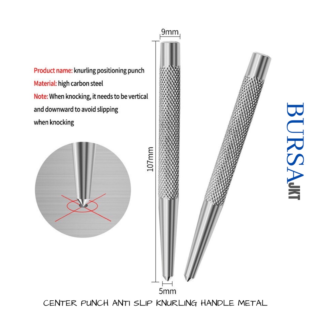 CENTER PUNCH KNURLING ANTI SLIP PENANDA TITIK MATA BOR HAMMER