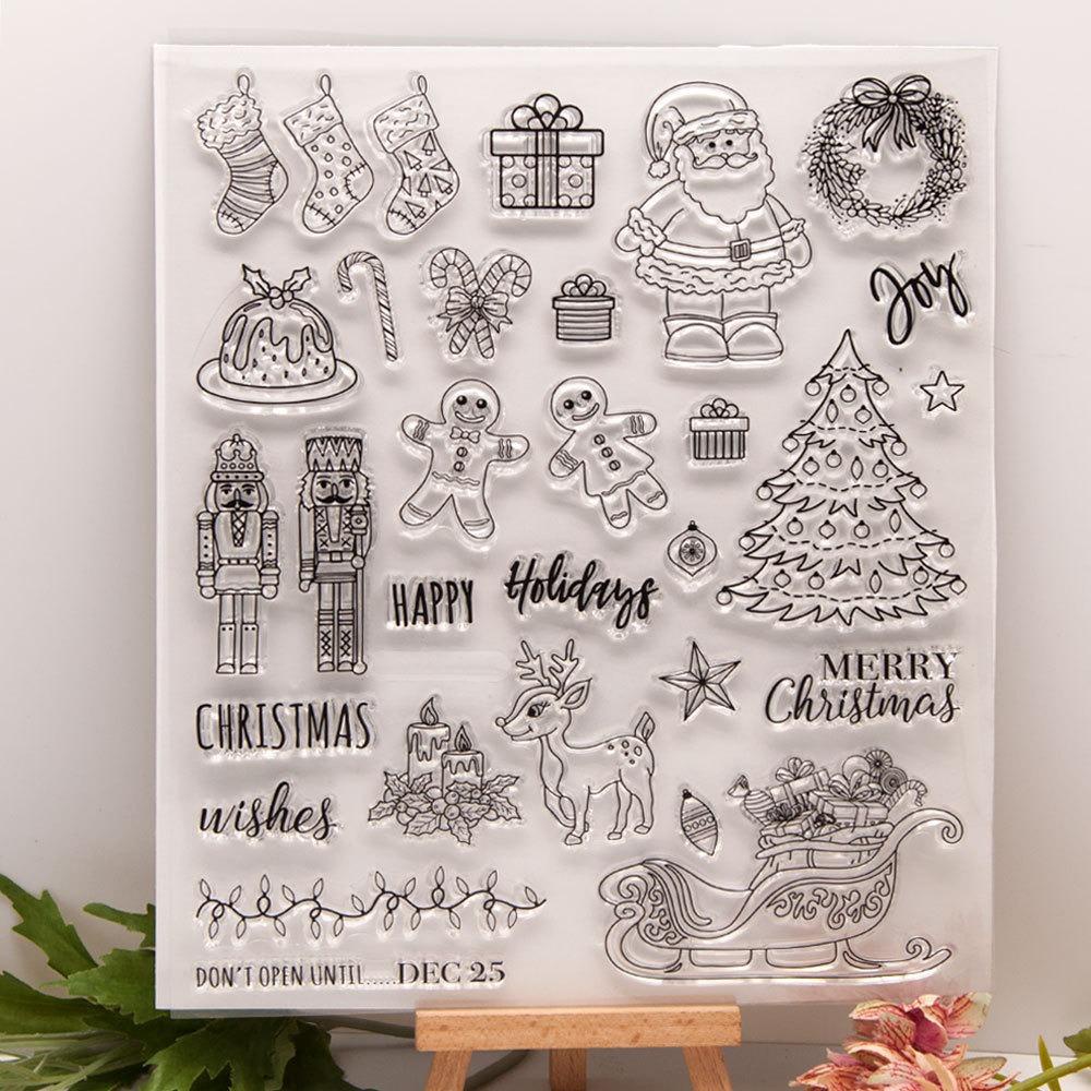 [Elegan] Surat Album Kartu Segel Silikon Transparan Tahan Lama Musim Dingin Rusa Karangan Bunga Natal Christmas Tree Lembut Handmade Tangan Rekening Seal