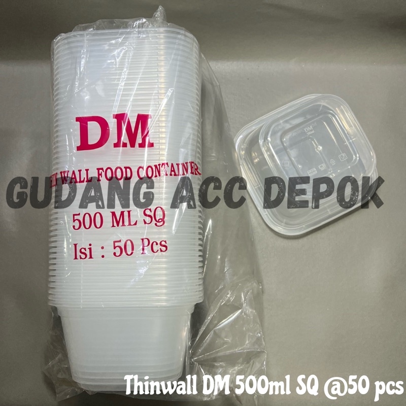 (ISI 50PCS) THINWALL DM 250ML 350ML 500ML SQ / THINWALL KOTAK MAKAN PERSEGI PLASTIK SQUARE / THIN WA