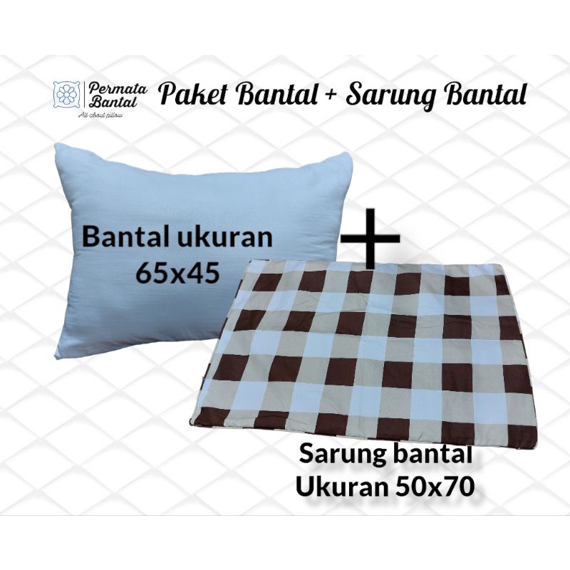 [PROMO] Paket Bantal + Sarung ukuran 50x70 Sarung Microtex Halus dan lembut