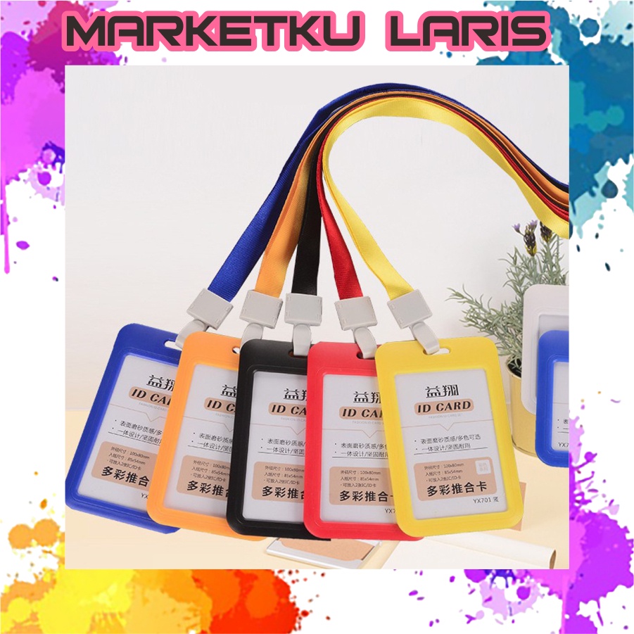 

MKL - Name Tag Id Card Transparant Gantungan Kartu Nama Plastik Vertical Lanyard Potrait Motif Polos Warna Warni Tanda Pengenal Bening R814