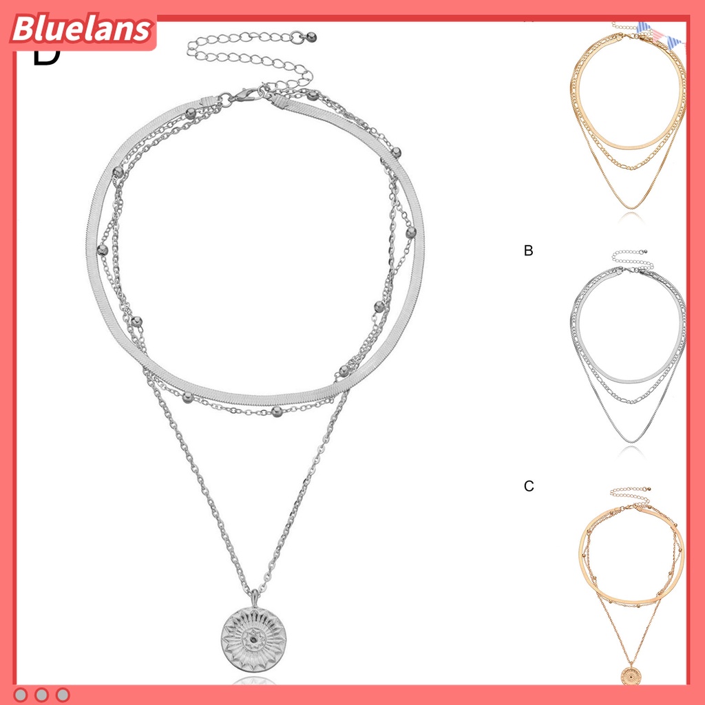 Bluelans Kalung Choker Multilayer Gaya Punk Hip-Hop Untuk Wanita