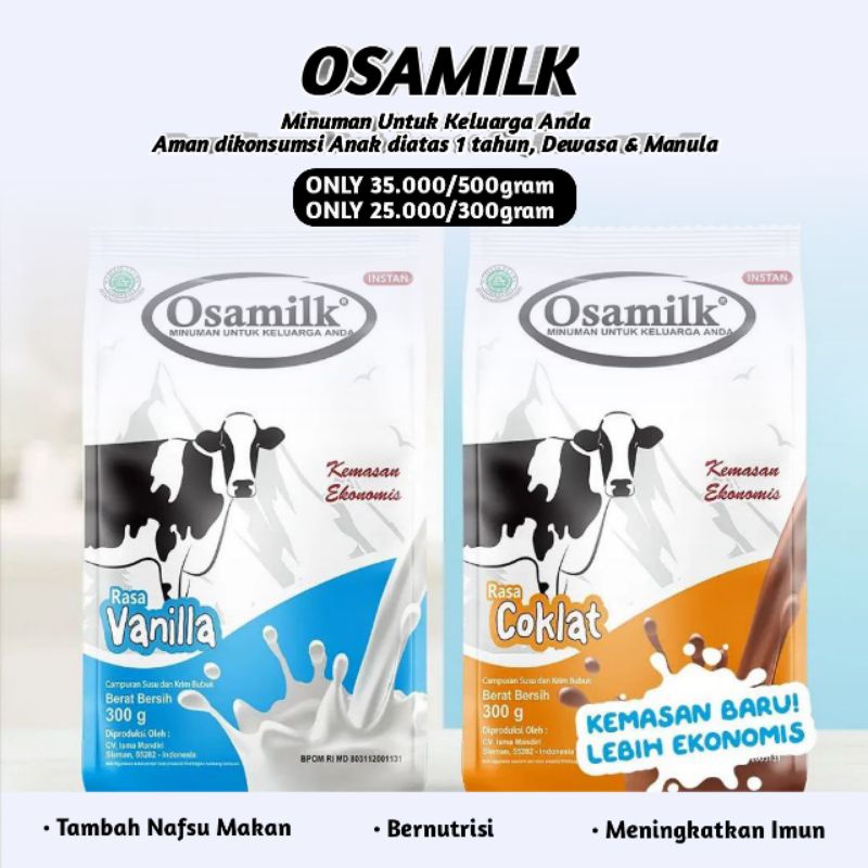 

SUSU OSAMILK 500 dan 300 gram - SUSU SAPI PENGGEMUK BADAN