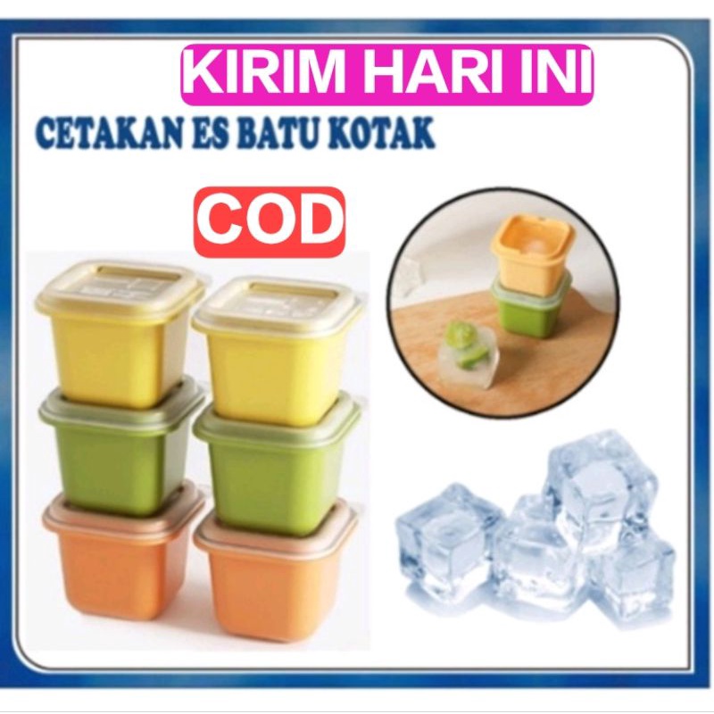 Cetakan Es Batu Bentuk Kotak Mini Cokelat Jelly Dengan Penutup Ice Cube Tray Mold Food Grade Anti Pecah Alat Cetak Coklat Kotak