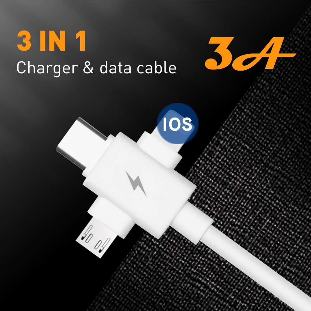 Kabel data / Charger Usb Tipe C 3.1A fast charging Untuk Apple / Android