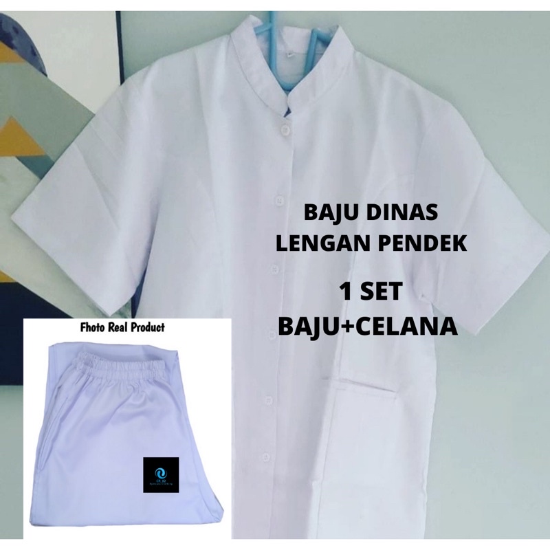 Baju Perawat Putih Lengan Pendek / Baju Dinas Perawat Putih