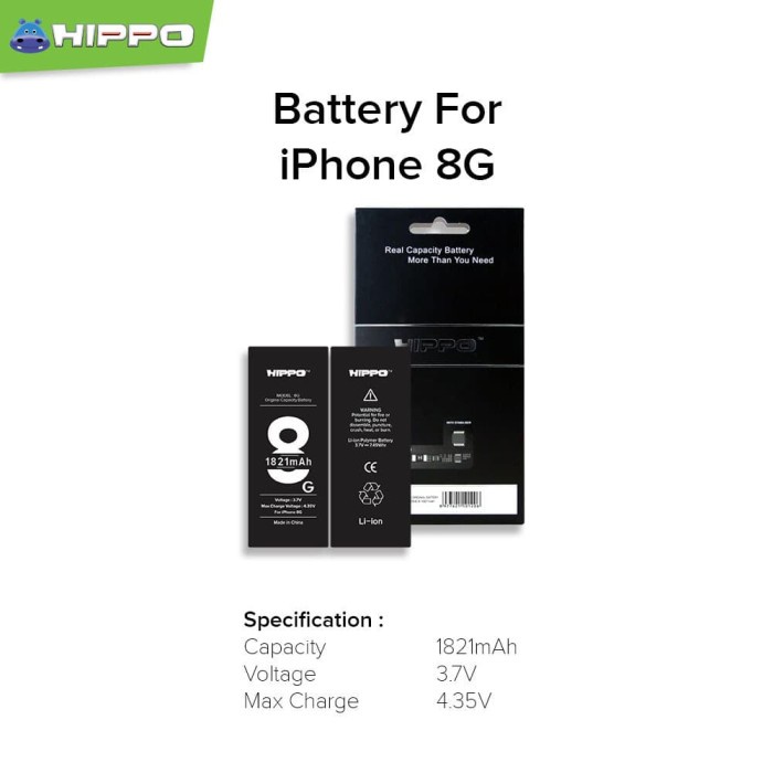 Baterai Hippo Iphone 8 1821 mAh Original Cell Garansi Resmi