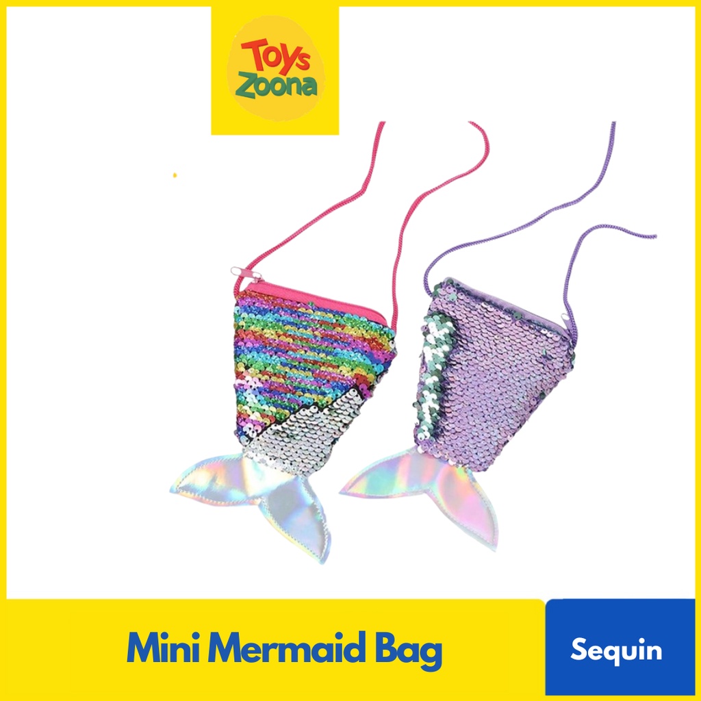 ToysZoona Mini Mermaid Bag / Tas Selempang / Kalung Mutiara Anak / Aksesoris Anak Set / Sequin Mermaid