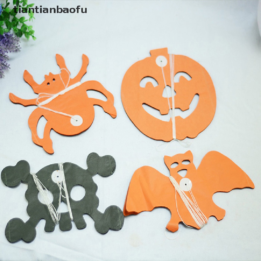 [tiantianbaofu] 3 Meter Halloween Hanging Garland Bung Bat Pumpkin Ghosts Spider Paper Banner