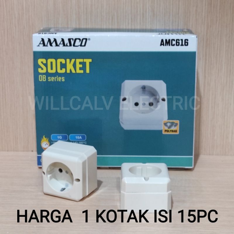 1 KOTQK 15 PC STOP KONTAK OB SEGI AMASCO TEMPEL TEMBOK AMC616 / STOP KONTQK OB AMASCO AMC616