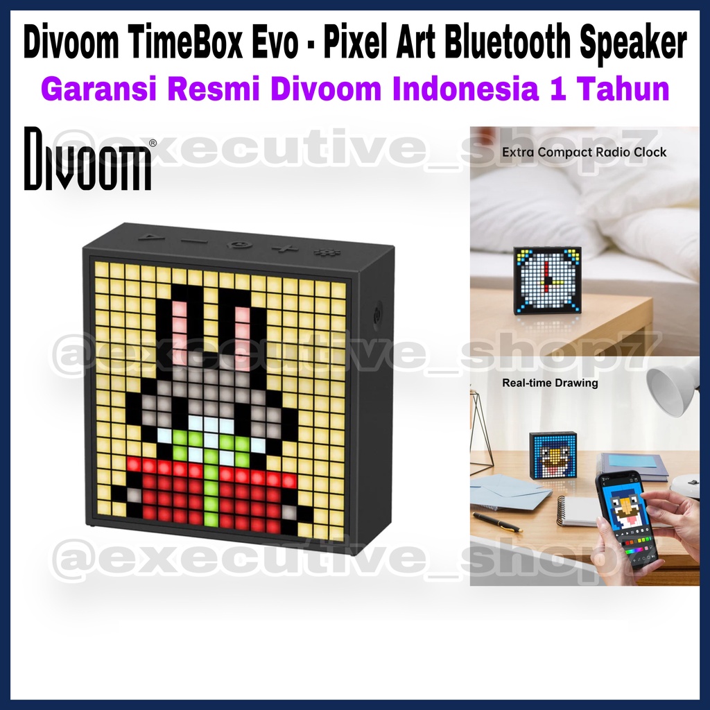 Divoom TimeBox Evo - Pixel Art Bluetooth Speaker - Garansi Resmi Divoom Indonesia 1 Tahun