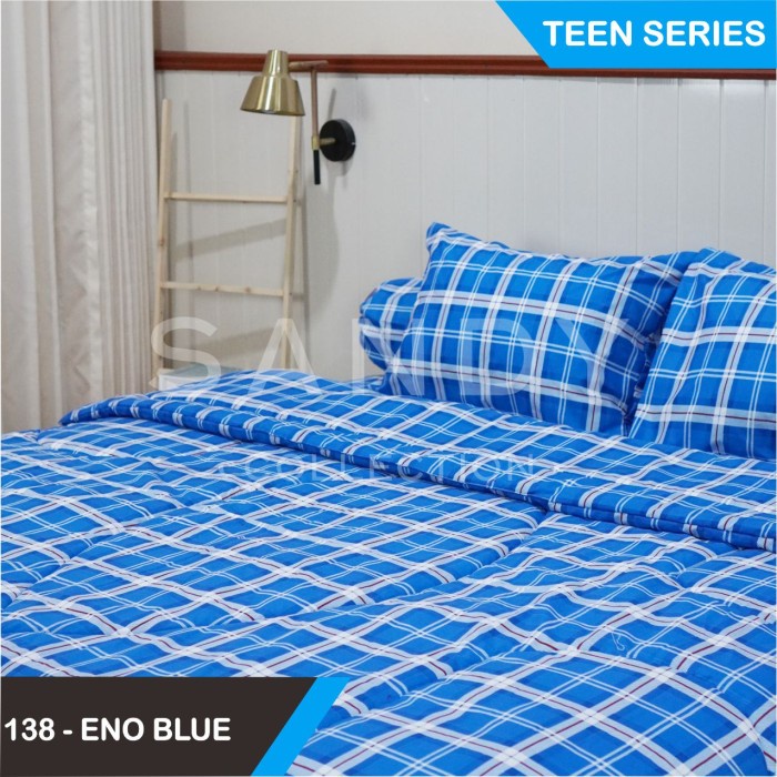 SEPREI Sprei Set Sandy Collection Ukuran 90x200 - Extra Single - Teen Series - Eno Blue karakter ter