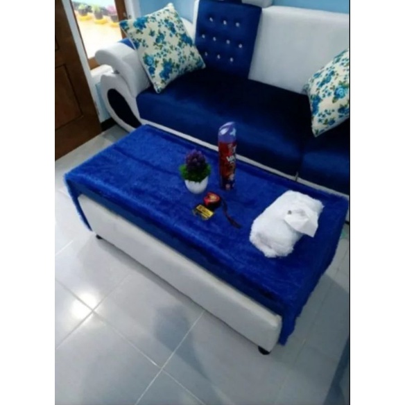 Taplak Meja Bulu Rasfur Free Tempat Tissue / Taplak Meja Rasfur