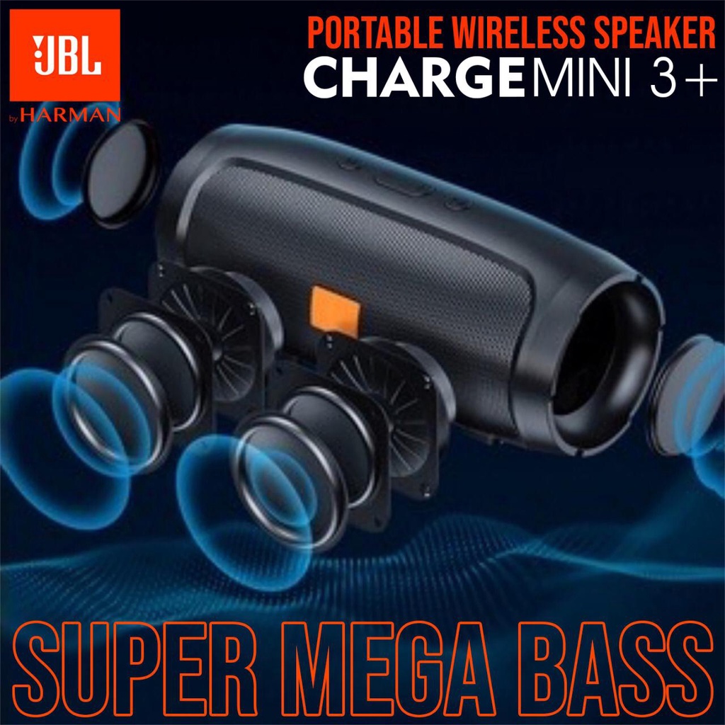 Speaker Bluetooth JBL Charge Mini 3+ Speaker Mini 3+ Speaker Aktif Speaker Charge Super Bass