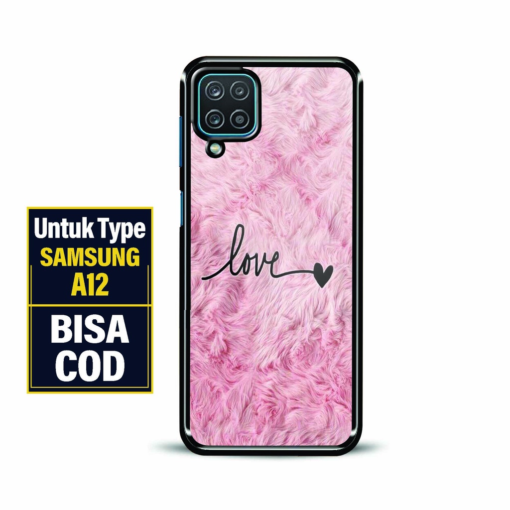 Hardcase Premium Samsung A12 - Softcase Kaca Samsung A12 - Fashion Motif [ Aesth Love 1 ] - Hardcase