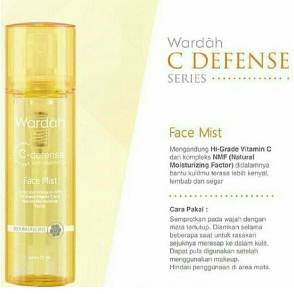 GIRLSNEED77 COD - Wardah C-Defense Face Mist 55 ml - Spray dengan HiGrade Vitamin C yang Mencerahkan dan Menyegarkan