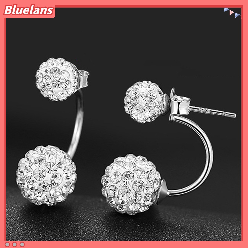 Bluelans Fashion Women Rhinestone Inlaid Ball Shape Pendant Stud Earrings Jewelry Gift