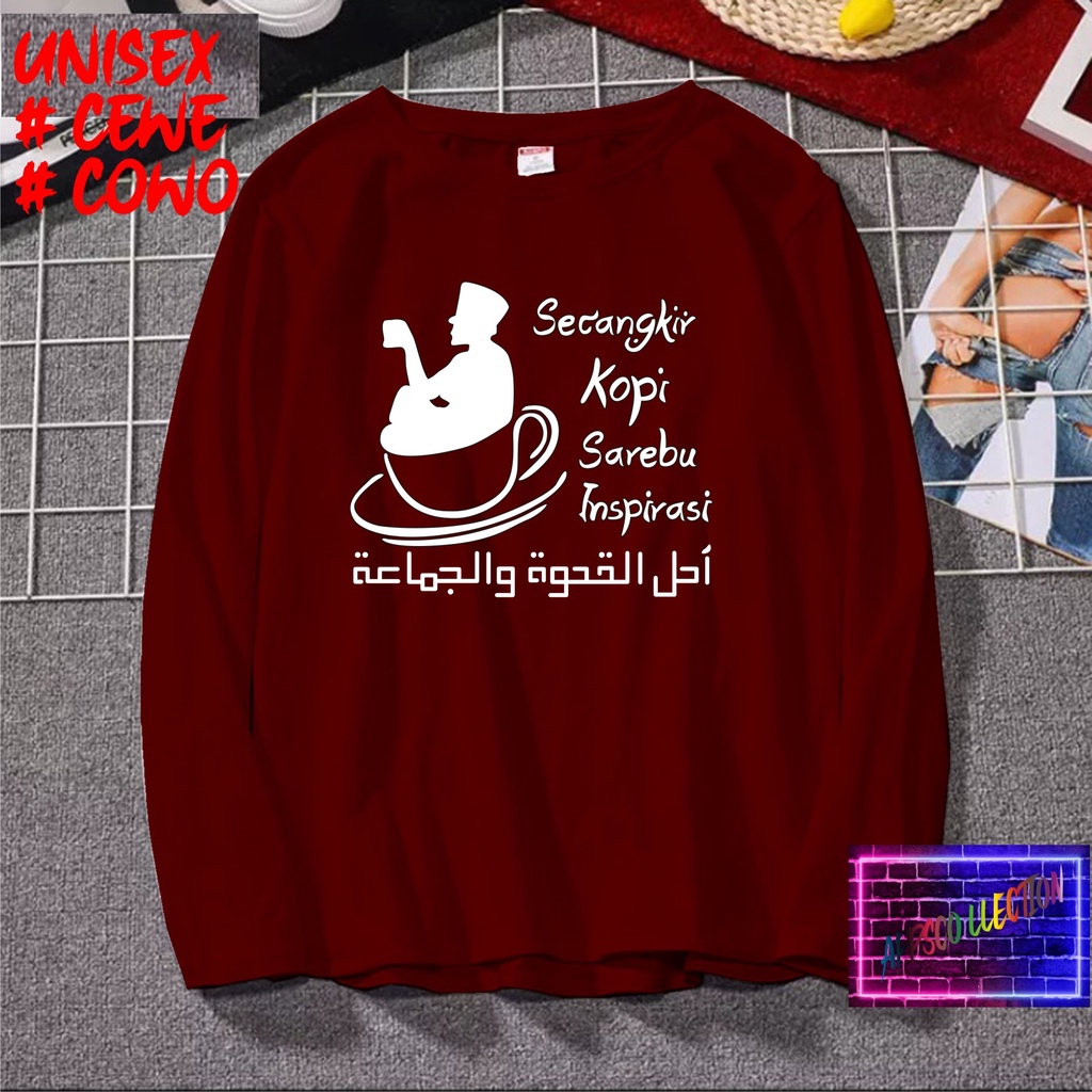 COD/ KAOS SANTRI SECANGKIR KOPI SEREBU/KAOS TULISAN/KAOS SANTRI KEKINIAN/KAOS DAKWAH/KAOS ISLAM/SANTRIWATI/KAOS HITS 2022/KAOS BERGAMBAR KAOS EKSPRESI KAOS PRIA TSHIRT WANITA Santai Crew Neck V-Neck Slim-fitting Polos Setrip Hitam Putih Crew Neck