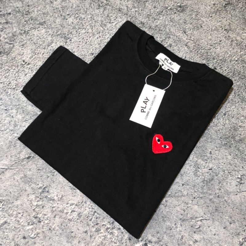 KAOS T-SHIRT PLAY CDG LOVE BORDIR FULLTAG &amp; LEBEL (BESTSELLER) &amp; LONG SLEVE PLAY