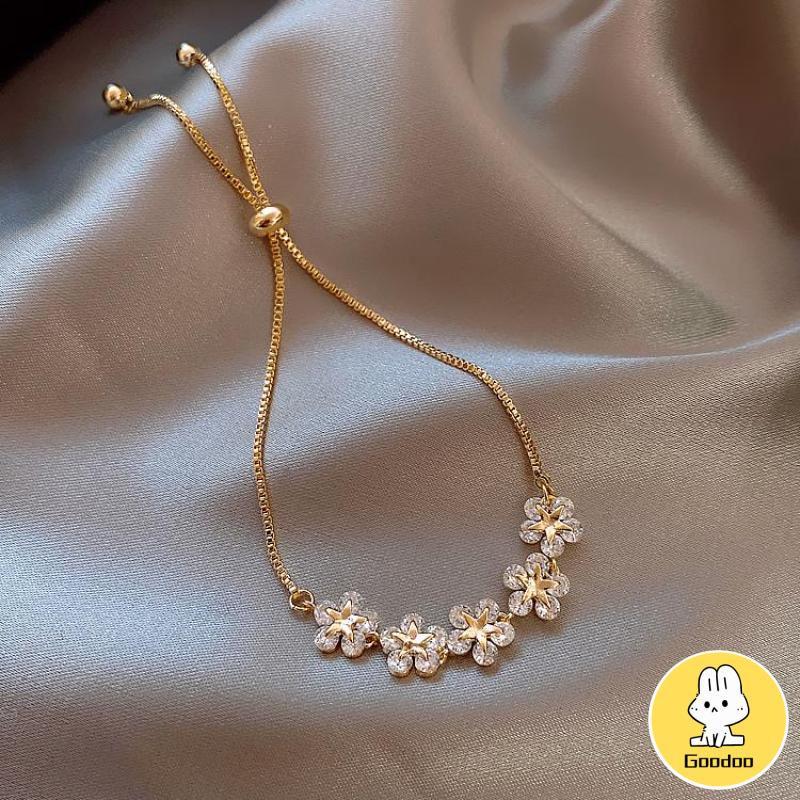 Wanita Korea Gelang Mewah Zirkon Bunga Gelang Berlian Imitasi Emas Fashion Perhiasan Grosir -Doo