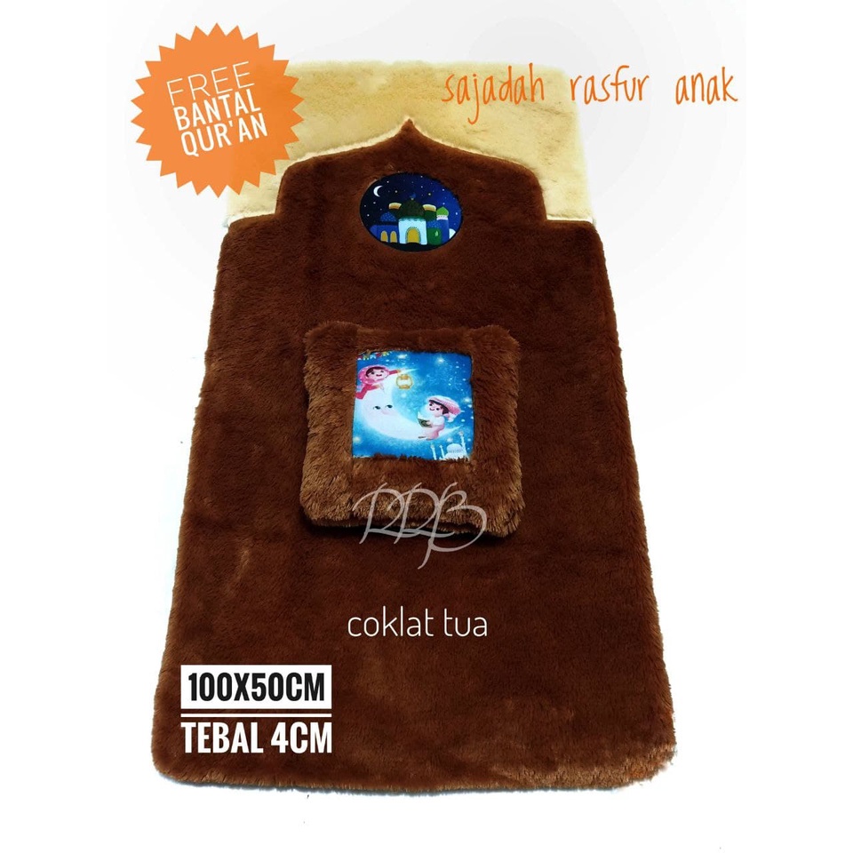 Mubarokkidstore - sajadah anak bulu rasfur tebal ukuran 100x50X4cm busa royal foam