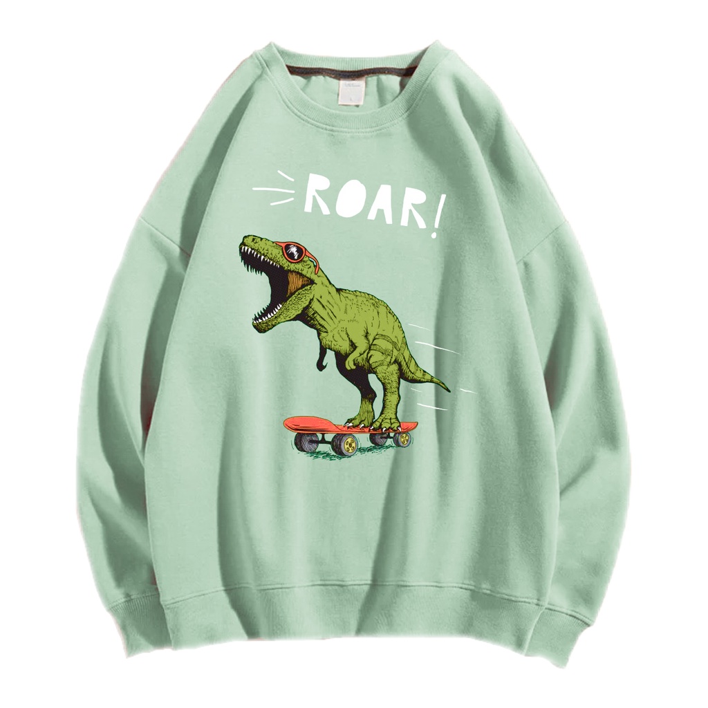 DINO ROAR! SWEATER CREWNECK PRIA WANITA Size M-XXL GAWA