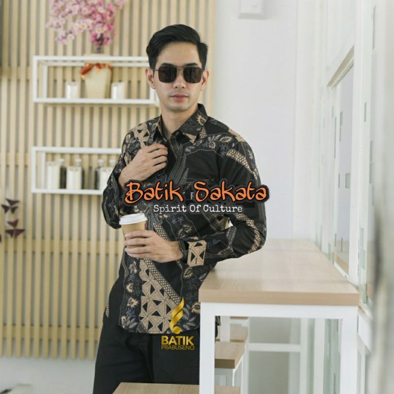 CENDANA SOGAN Kemeja Batik Pria Slimfit Lengan Panjang Bahan Katun Halus Sragenan Lapis Furing