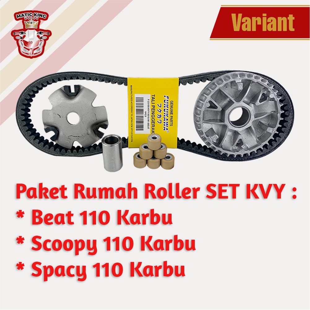 Paket Kirian Rumah Roller Vanbelt KIT Roller Honda Beat Scoopy Spacy 110 Karbu KVY Fukukawa