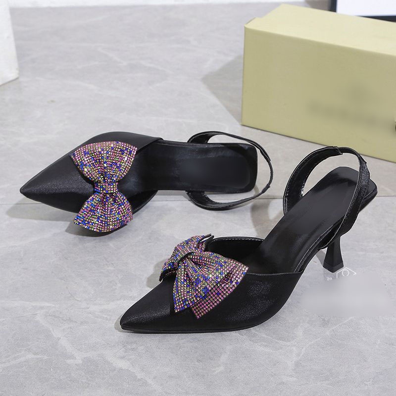 RYX - Ribbon Sequin Sepatu Heels Hak Wanita Fashion Casual / Pesta - Ori Import