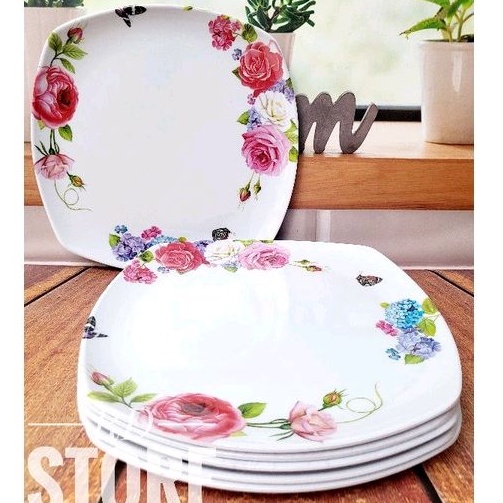 PROMO 6.PCS KOTAK PERSEGI MOTIF ROSE MELAMINE