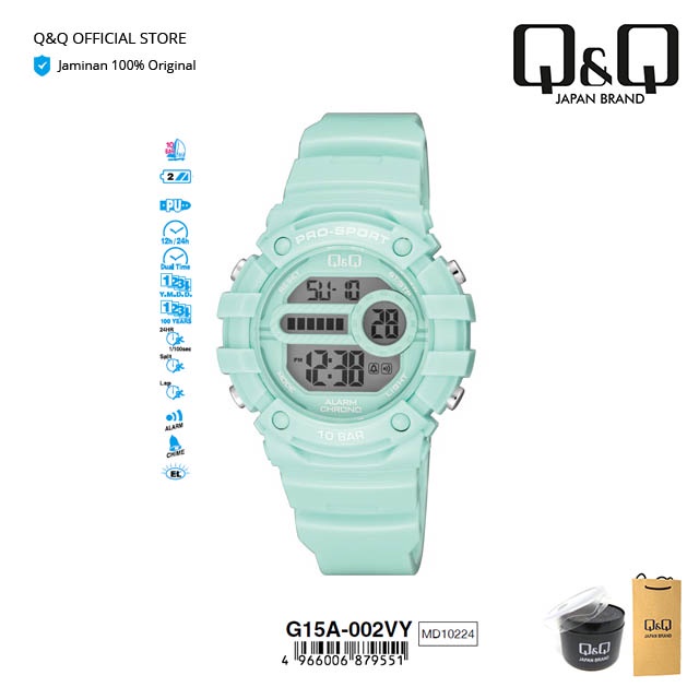 Q&Q QnQ QQ Original Jam Tangan Pria & Wanita Fashion Digital Rubber - G15 G15A Water Resist 10 BAR-0