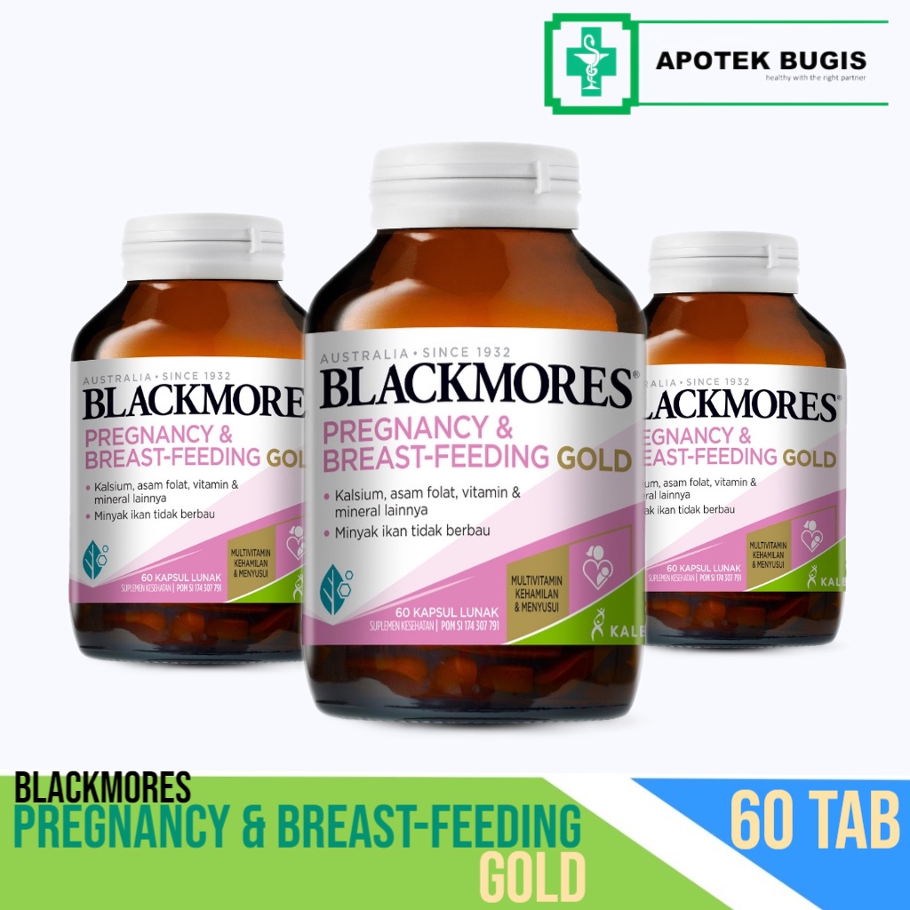Blackmores Pregnancy &amp; Breast - Feeding Gold Mengandung Asam Folat, Vitamin &amp; Mineral 60/120 Kapsul