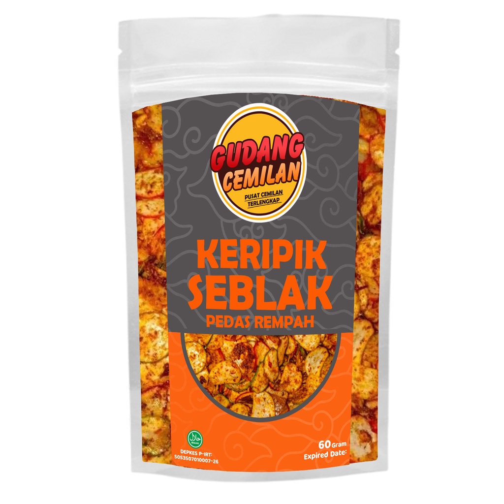 

Keripik Seblak Pedas Rempah 60 Gram Kemasan STP Bening Tebal dengan Klip Seal - Cemilan Pedas