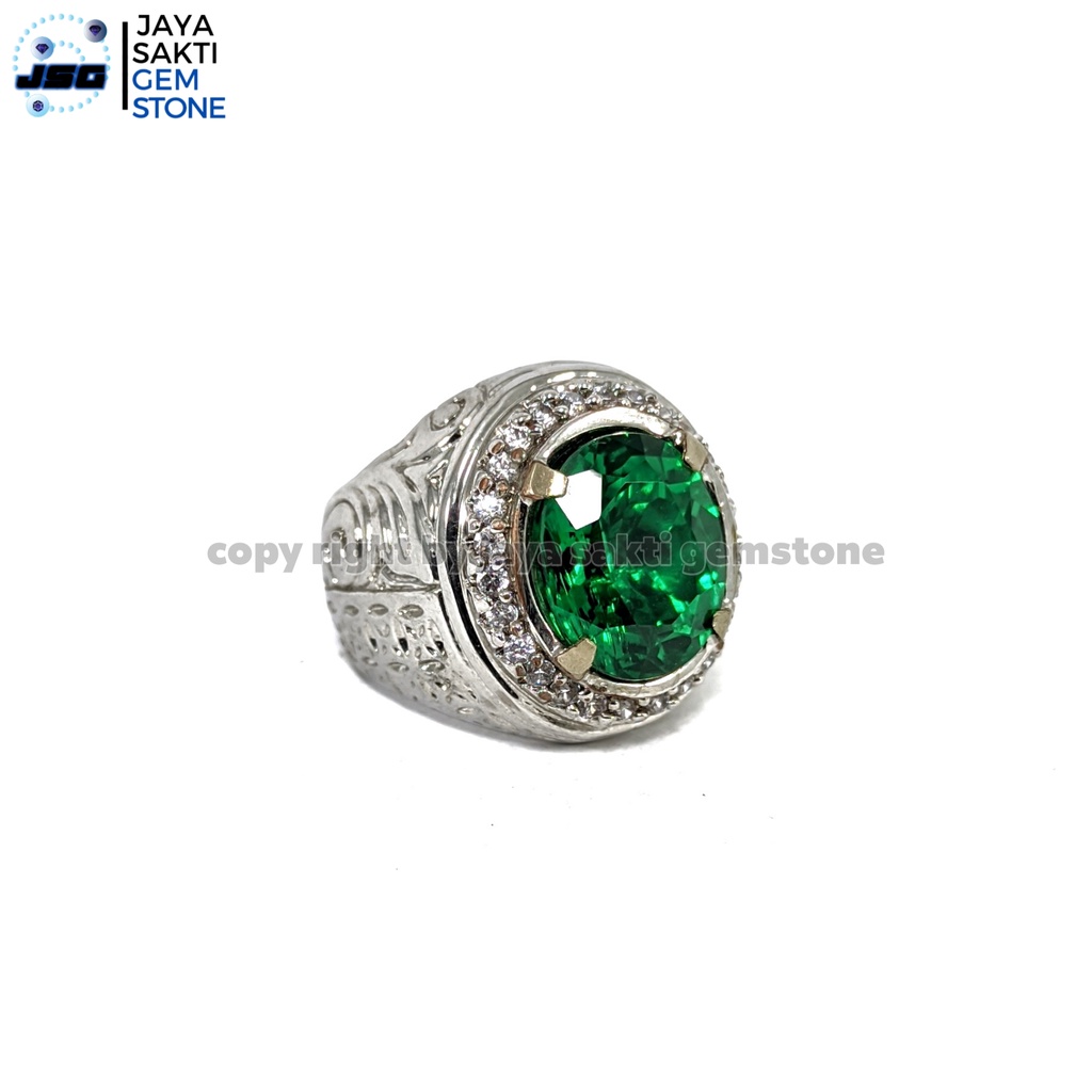 Natural Batu Permata Green Topaz Ring Alpaka German HQ GT04