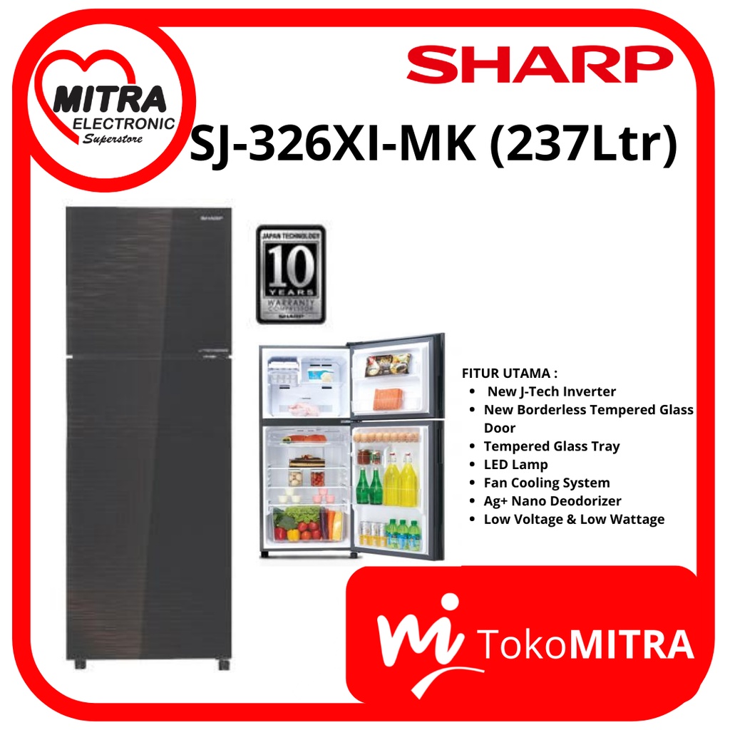 LEMARI ES 2 PINTU SHARP SJ-326XI-MK (237 Ltr)