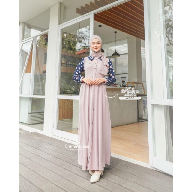 Nadya Dress Series 4 Original Emmaqueen Gamis Motif Muslim Syari Tersedia Size S-XXXL