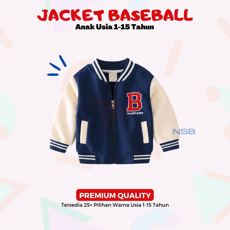 Jaket Jacket Varsity Anak Remaja Laki Laki Perempuan Baseball Baseball Umur 1 2 3 4 5 6 7 8 9 10 11 