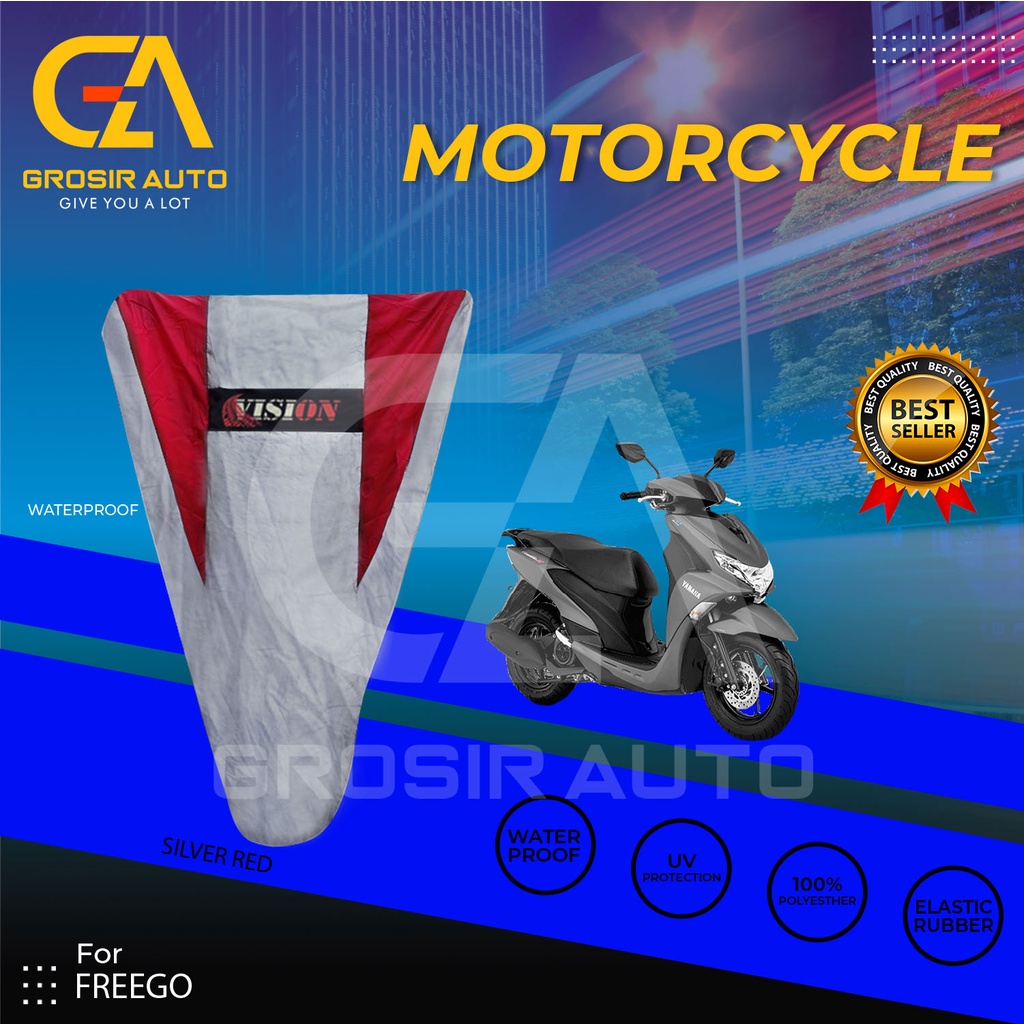 Cover Motor / Pelindung Sarung Motor / Penutup Motor Freego Vision Silver Merah Waterproof