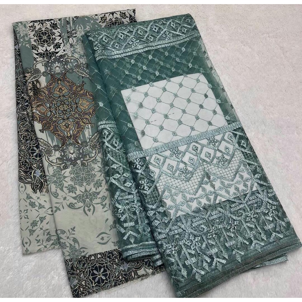 Set Brokat tile & Batik semi sutra,Setelan kebaya brokat,Bakal brokat tile,seragam pernikahan,kebaya