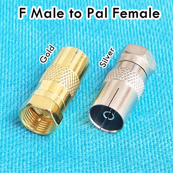 Konektor F Male to Pal Female Silver Gold Plated - Jack Konektor Pal Cewe Gold Silver - Konektor F Drat Male to Antena TV Female Jack Sinyal Digital Parabola