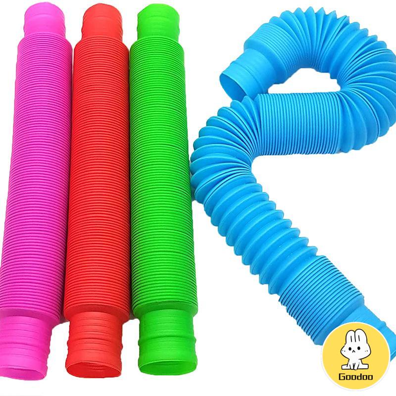 Mainan Fidget Tabung Pop it Teleskopik Bahan Plastik Corrugated Warna-Warni Untuk Anak Tabung Mainan Pendidikan -Doo