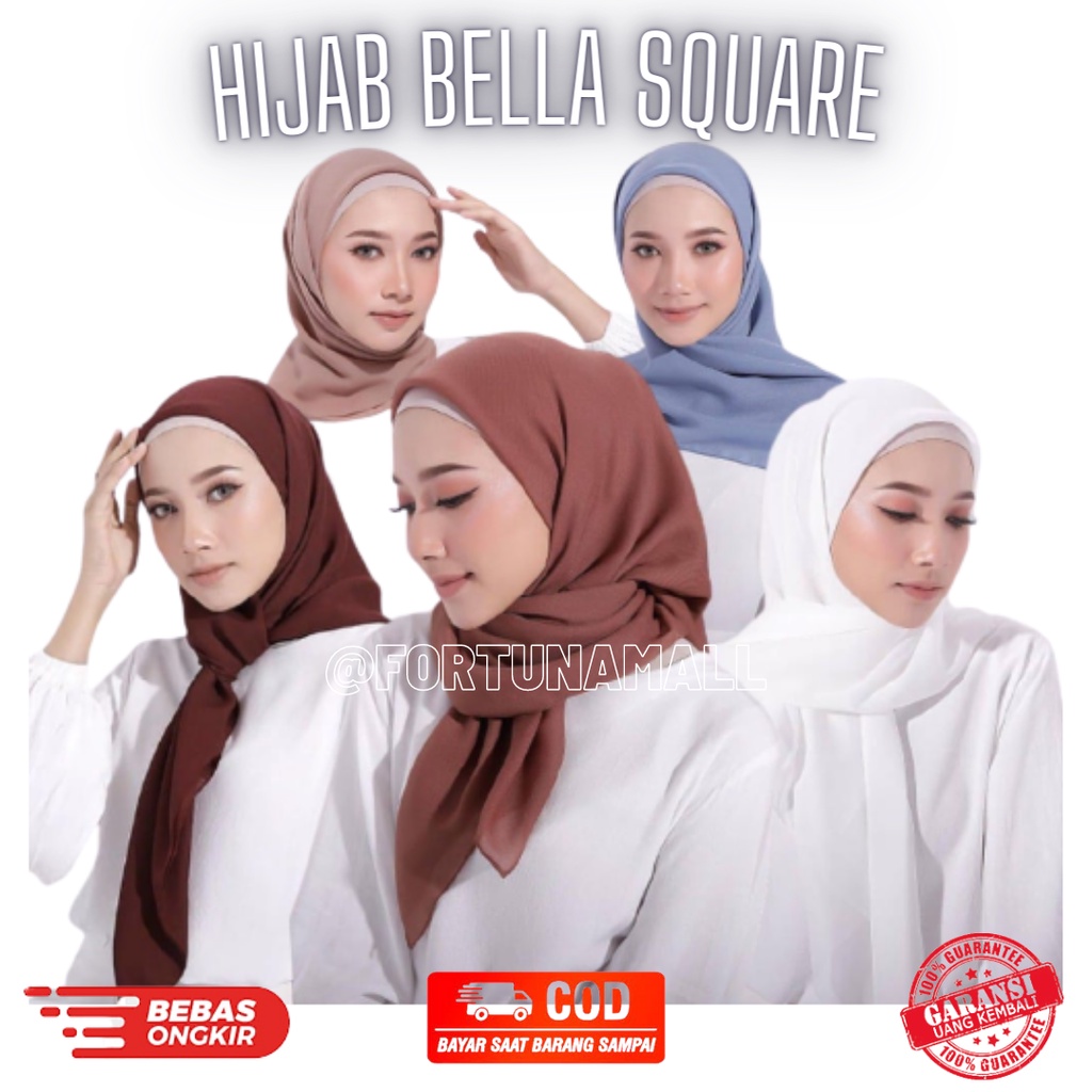 Jual Bella Square 50 Warna Lengkap Hijab Segiempat Hijab Laser Cut Polycatton Kerudung Segi 8092