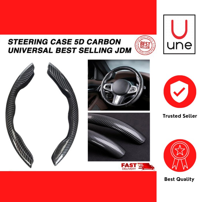 Sarung Stir 5D Carbon Case / Steering Wheel Cover Stir Cover Japan JDM - Black Carbon