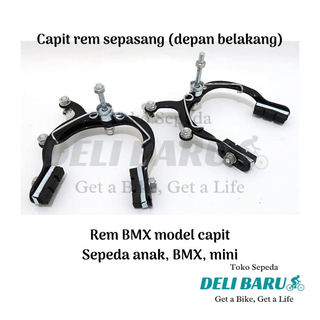 Deli baru Rem capit HITAM 1 set komplit sepeda anak, mini, BMX