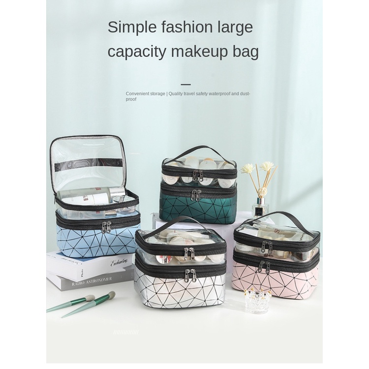 QEHIIE Tas Kosmetik Make Up Organizer rias kosmetik wanita cantik portable penyimpanan box kotak Travel Wanita New Multifunction Travel Clear Makeup Bag Big Capacity Travel Makeup Organizer Waterproof Toiletry Beauty Storage Make Up Cases